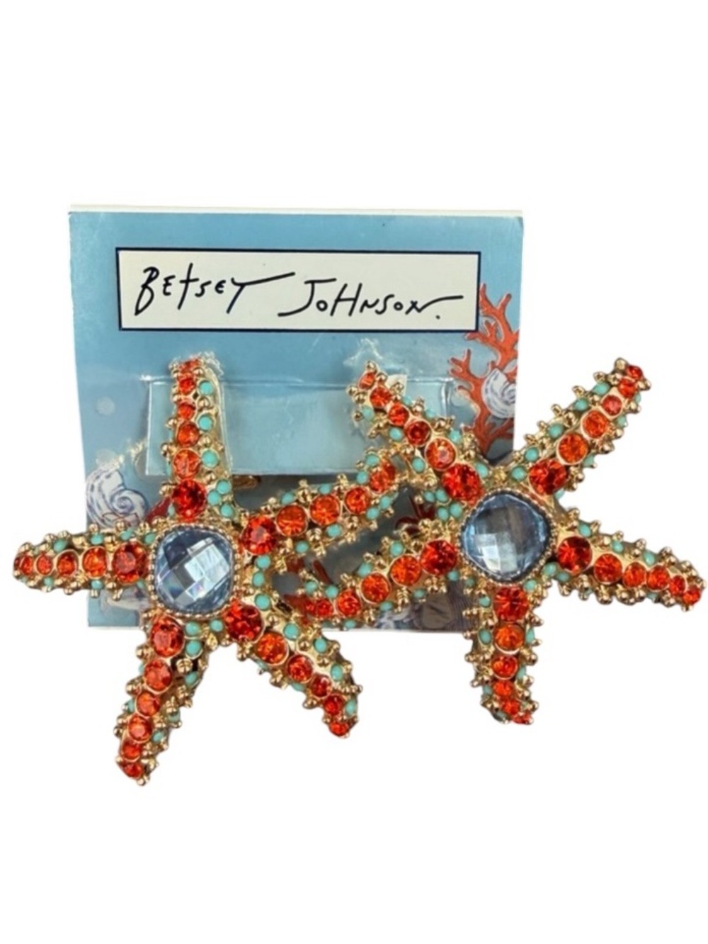 BETSEY JOHNSON Mermaid Jewels Sea Life Coastal Beach Starfish Earrings NEW NWT